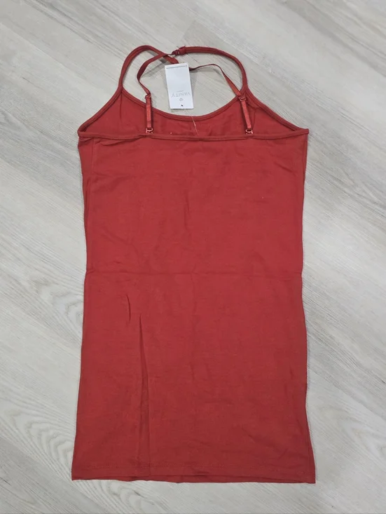 Vanity Red Orange Adjustable Straps Long Tank Top Size M NWT - Picture 3 of 4